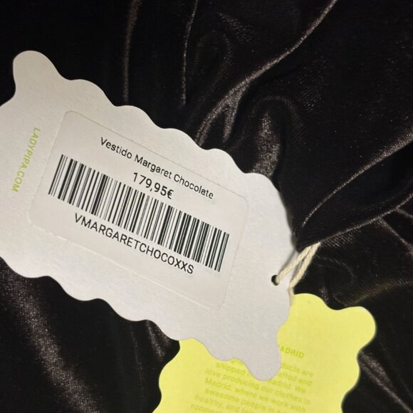 Lady Pipa Vestido Margaret Chocolate Chic Velvet Off Shoulder Maxi Dress XXS NWT - Picture 7 of 7